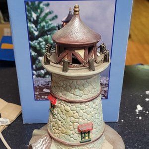 10 1/4" tall Lighted Porcelain Lighthouse, w/6ft cord and Box